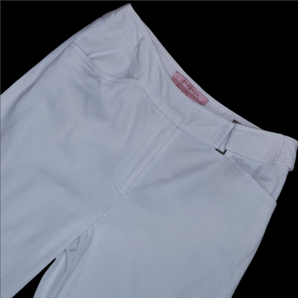 Bandolino Vtg White Pants Womens Sz 6 Wide Leg Belted Stretch Girl Boss Vacation - Picture 5 of 8